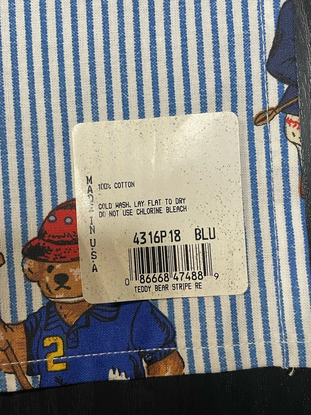 NWT Vintage Ralph Lauren Polo Teddy Bear Stripe Set of 4 Placemats Table Linens